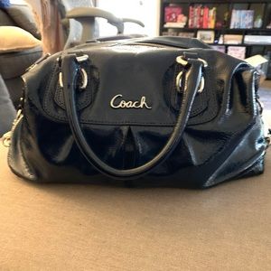 Navy patent leather Coach purse